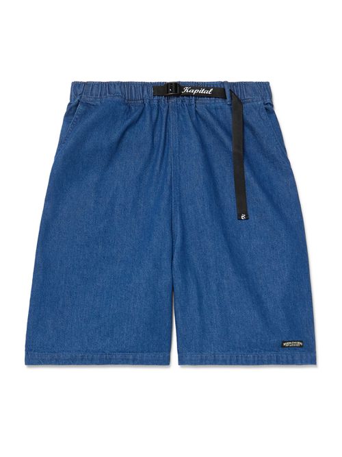 Easy Wide-Leg Belted Denim Shorts