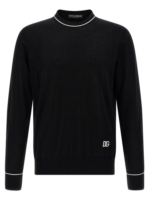 Logo-Embroidered Wool Sweater — Black