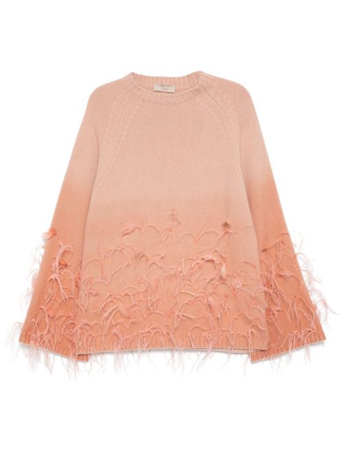 Feather embellished knit sweater - Pink