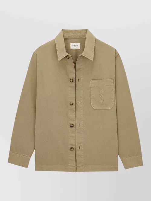 Saint Laurent - cassandre cotton overshirt pointed collar cuff