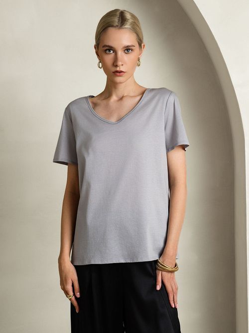 Silk Blend V-neck Women's T-Shirt