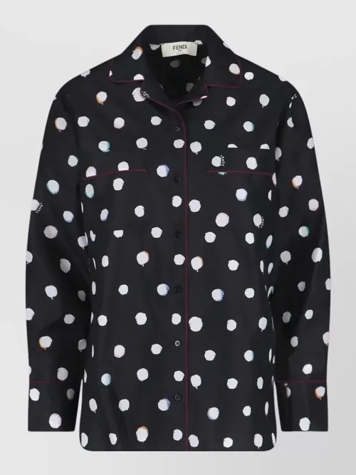 Fendi - long sleeve top polka dots chest pocket