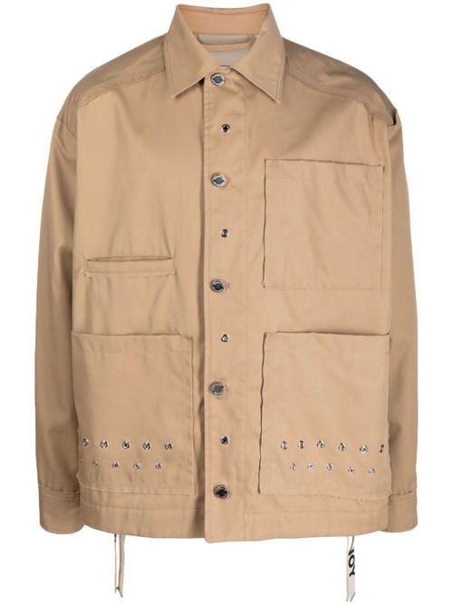Eyelet-embellished military jacket - Neutrals
