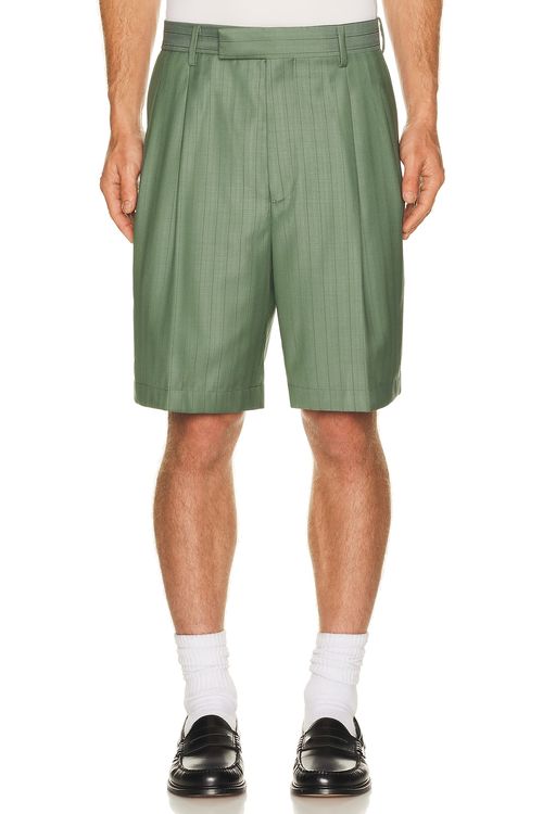 WACKO MARIA Double Pleated Shorts Type L Green - Green. L also in M, XL/1X