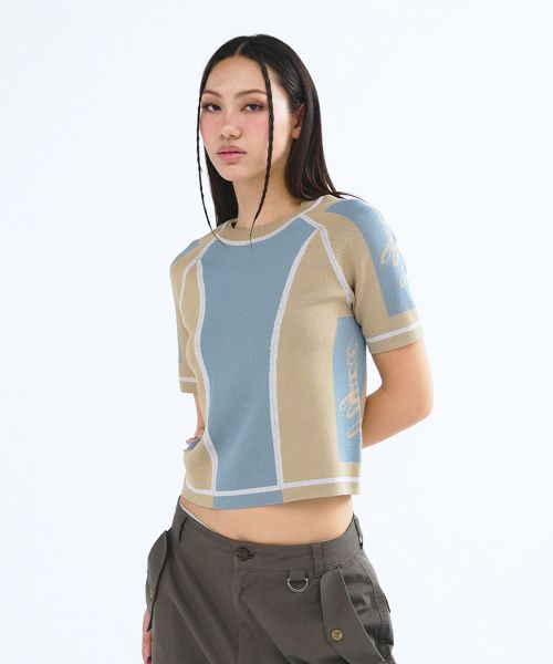 SPORT STRETCH KNIT TOP SKY BLUE