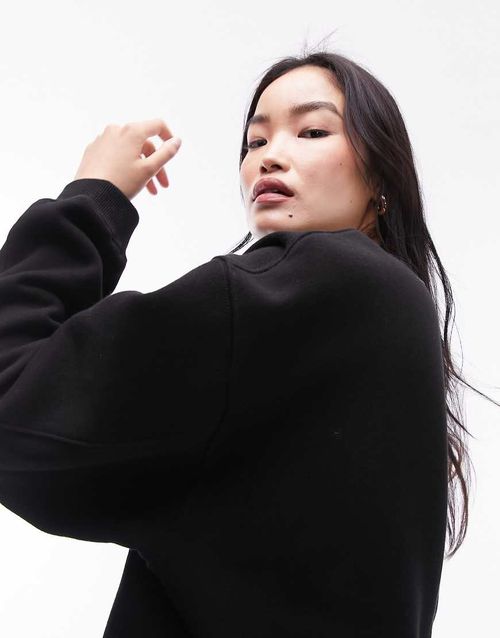 Premium seam detail sweat in black - BLACK