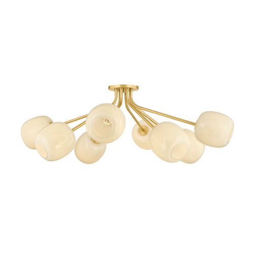Aged Brass Semi Flush Mount from the Lisette Collection