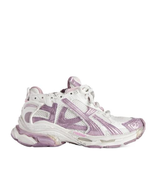 Women's Runner Glitter Sneaker in White/lilac/pink