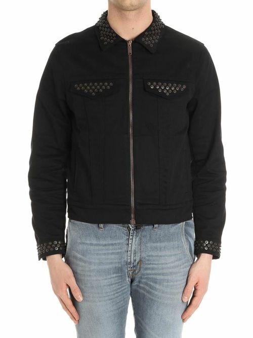 Black jacket with applied buttons
