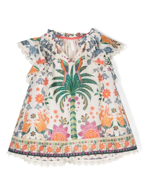 Ginger tropical-print dress - Neutrals