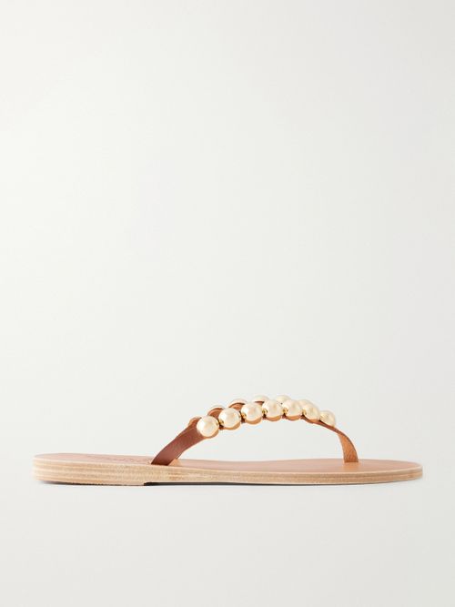Endoxi Studded Leather Sandals - Tan