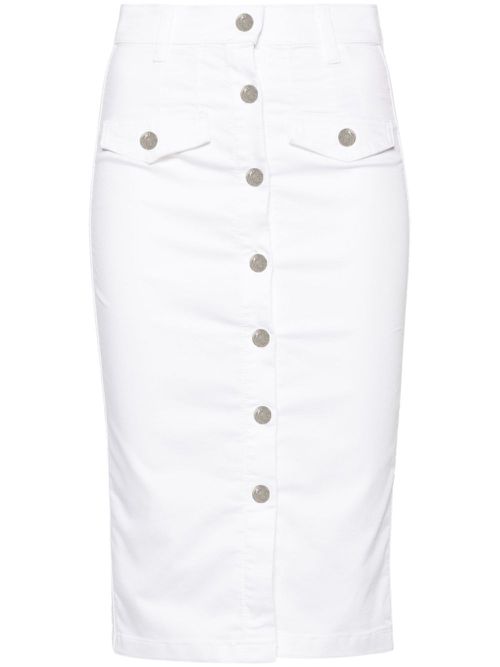 Buttoned twill skirt - White
