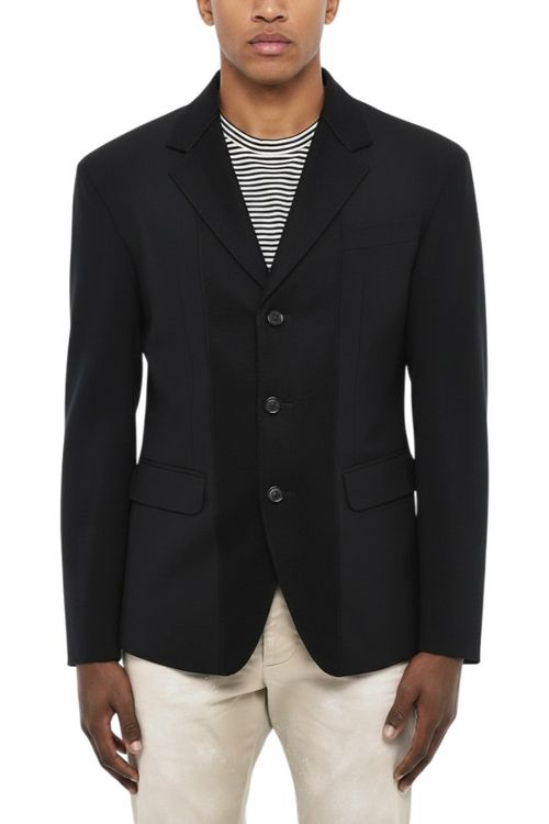 Blue Solid Notched Lapel Blazer