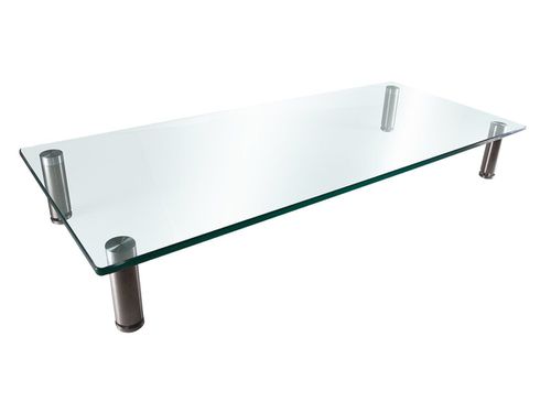 Workstream by Medium Multimedia Desktop Monitor Stand, 25.6in x 11.0in, Max Weight Capacity 80lbs, Clear Tempered Glass