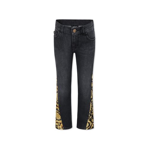 Black Jeans For Kids With Baroque Print