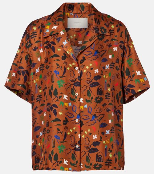 Prague printed silk twill shirt