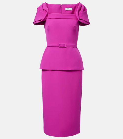 Belted peplum midi dress