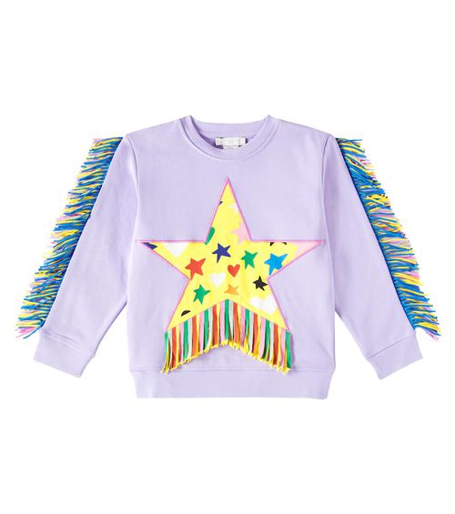 Stella McCartney Kids Fringed cotton jersey sweatshirt