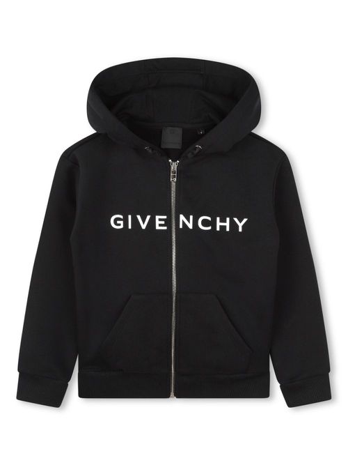 Logo-print zip-up hoodie - Black