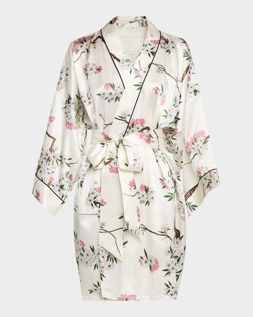 Mimi Ana Blossom-Print Silk Robe