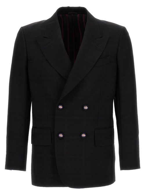Check Double-breasted Blazer