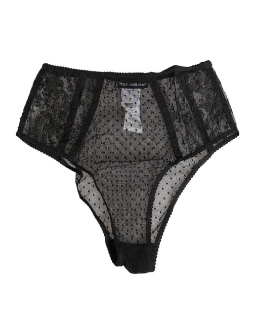 Lace Polka Dot Mesh Bodysuit — Black