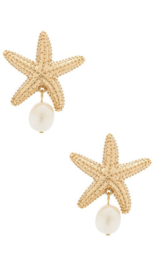 BaubleBar Mariam Shell Earrings in Metallic Gold