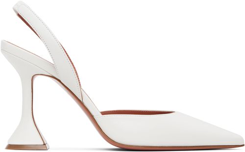 Amina Muaddi White Holli Sling 95 Heels