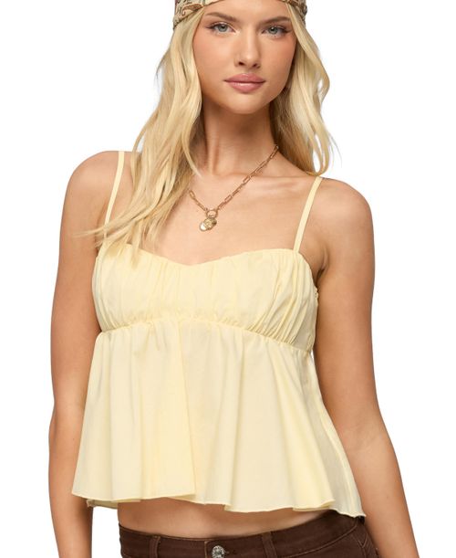 Women's Byrdie Ruched Babydoll Tank Top - Light-yellow
