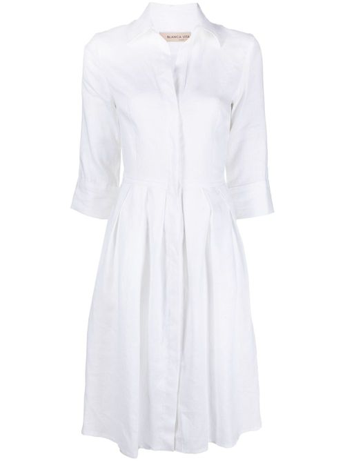 Long-sleeve shirt dress - White