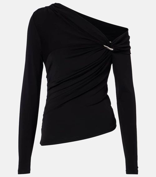 Lozea asymmetric ruched jersey top