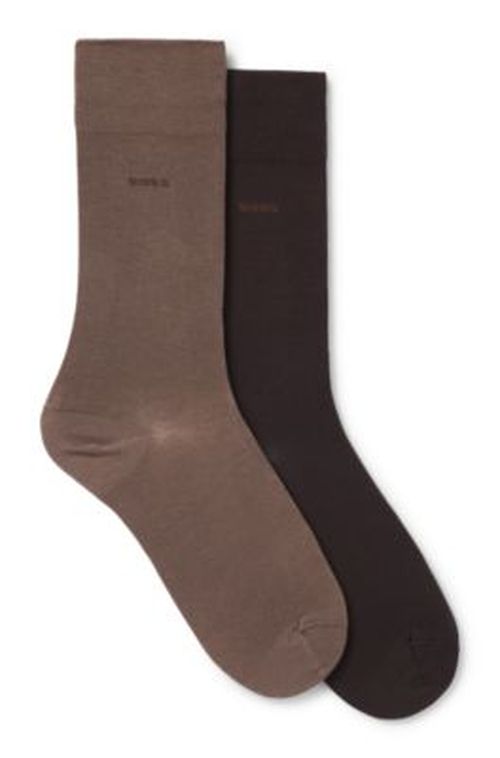 BOSS Two-pack of regular-length socks in a mercerised-cotton blend - Dark Brown Men's Business Sock