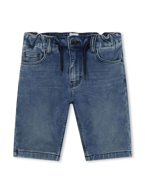 Logo-embossed denim shorts - Double Stone