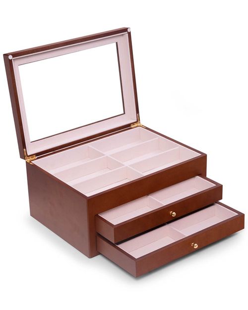 Cherry Wood 18-Sunglass Storage Box