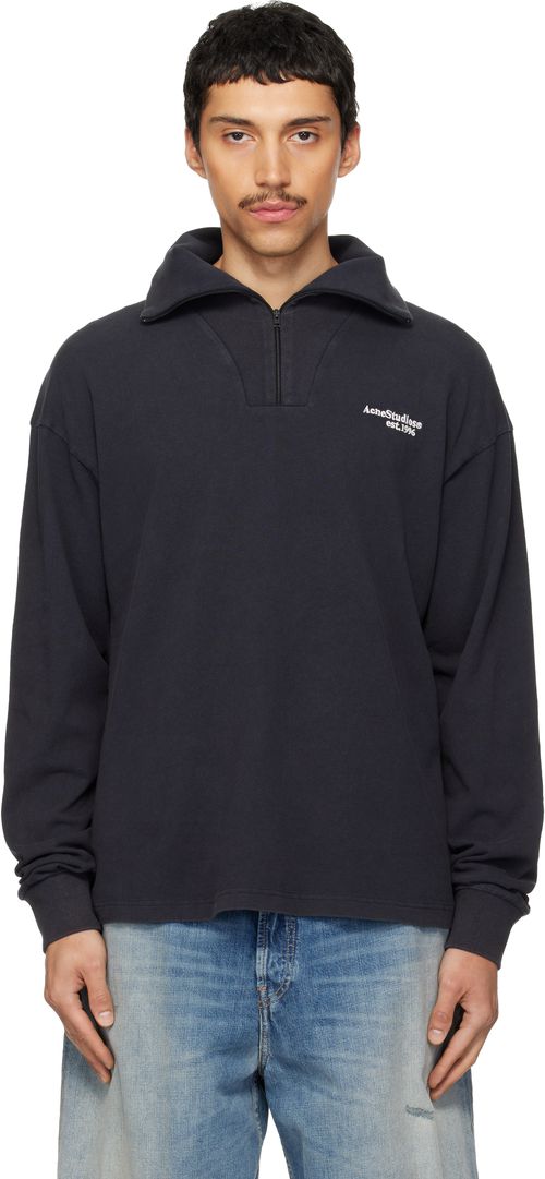 Black Half-Zip Logo Track Jacket
