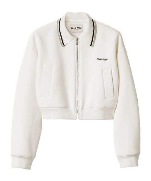 Bonded piqué and technical jersey blouson jacket