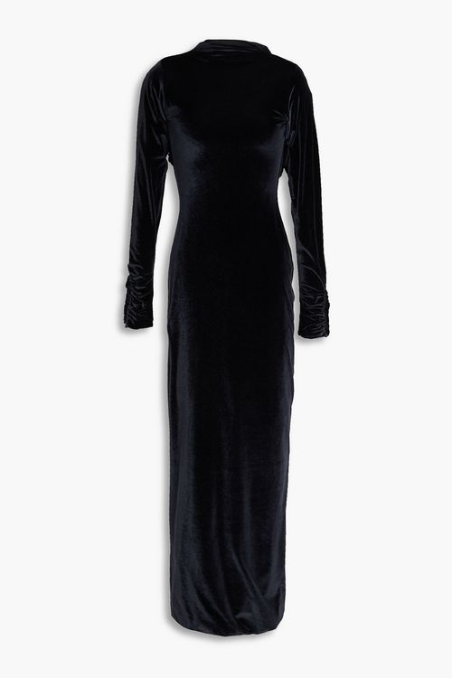 Cutout velour maxi dress - Blue - ONESIZE