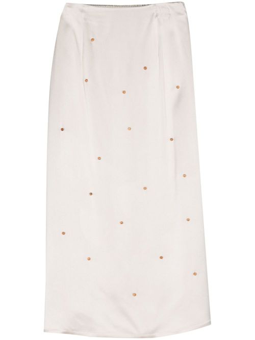 Bead-detailed straight midi skirt - Neutrals