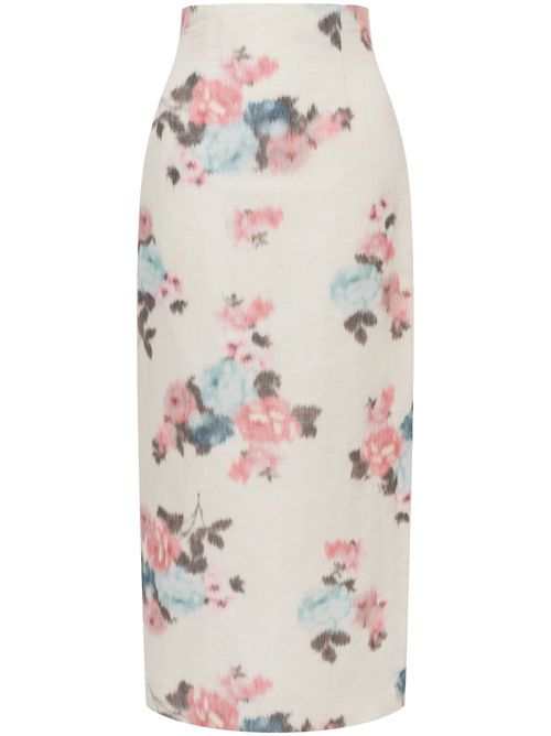 Floral-print midi shirt - Neutrals