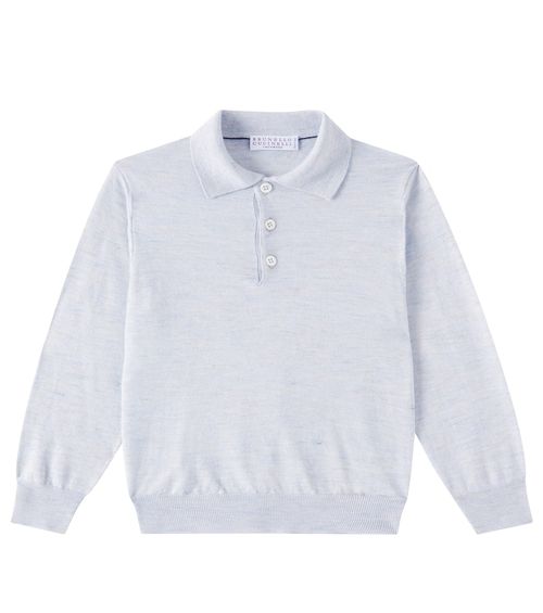 Cashmere, silk, and linen polo sweater