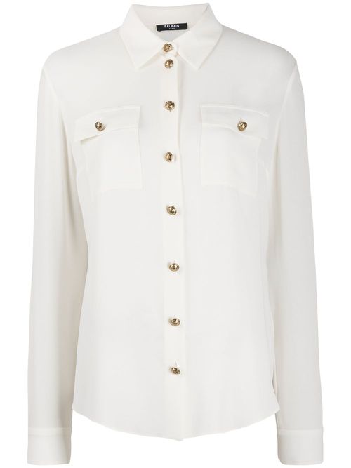 Silk-georgette shirt - White