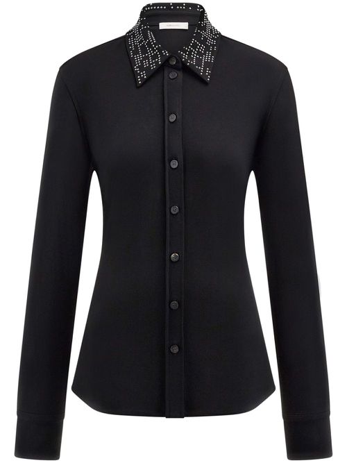 Studded-collar jersey shirt - Black