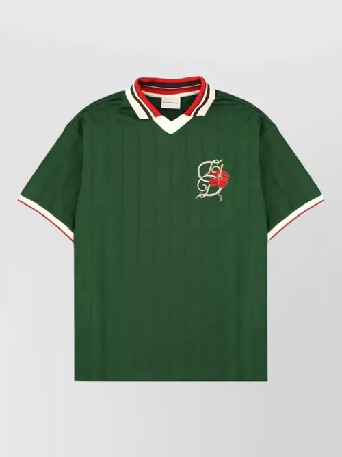 Drôle De Monsieur - hibiscus polo shirt contrast trim neckline