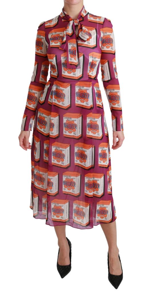 Silk Bellezza Print Dress — Purple