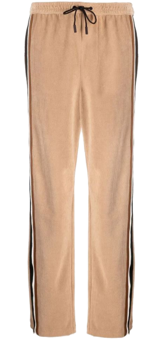 Side-Stripe Corduroy Track Pants — Beige