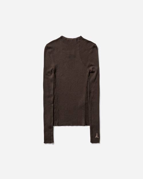 Women s Sheer Knit Longsleeve Top Dark Brown