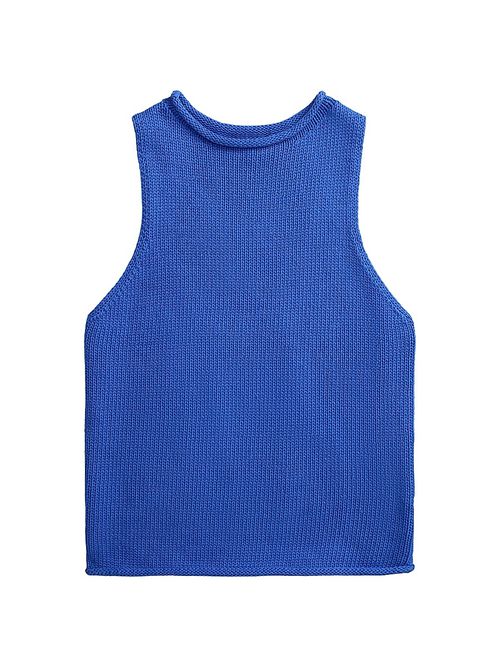 Women's Sleeveless Linen-Blend Sweater Tank - Gala Blue