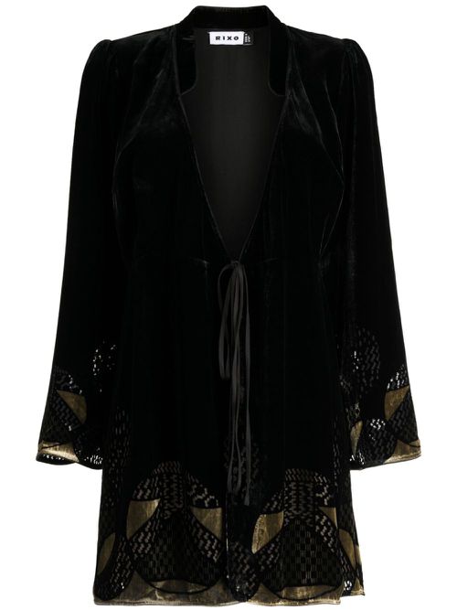 Iris velvet short dress - Black