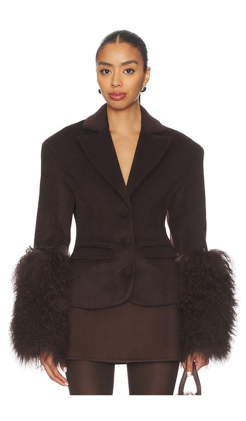 OW Collection Frances Wool Blazer in Chocolate. S. Also in