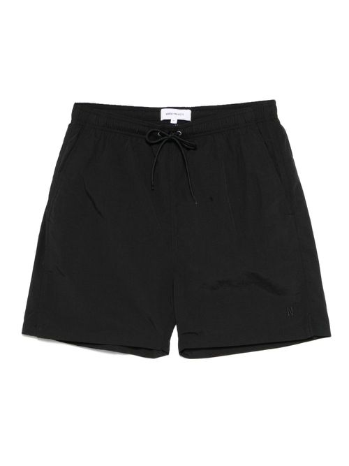 Logo-embroidered swim shorts - Black